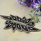 1 Applique 6.75" Champagne Leaf Black Silver Rhinestone for Dressmaking and Costumes